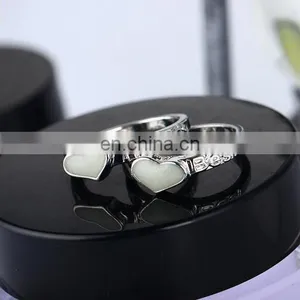 Best Frineds Heart Silver Glow in the Dark Jewelry Ring New thumbnail-3