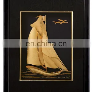 Ship Design Gold Frame Pure Handmade 24k Gold Foil Chinese Arts Directly Factory Supply thumbnail-1