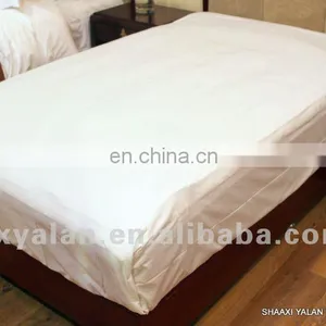 White Hotel Poly Cotton Satin Bed Sheet Flat Sheet thumbnail-1