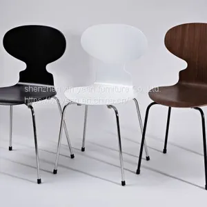 China Supplier Modern Designed Dinning Chair With Black Painted and Walnut Veneer Ant Chair Designed thumbnail-3
