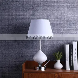 Nordic Fashion Design White Ceramic Ball Decorative Metal Base Custom Modern Table Lamp for Hotel Home Decor thumbnail-1