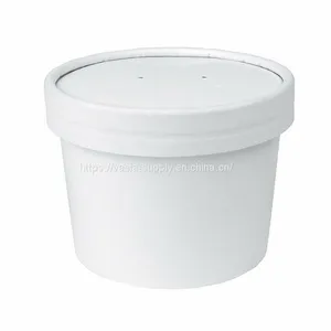 Paper Soup Container With Lid 8oz White-Ice Cream Container White Container-White Paper Dessert Cups thumbnail-1
