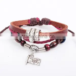 Leather Charm Bracelet Skulls thumbnail-1