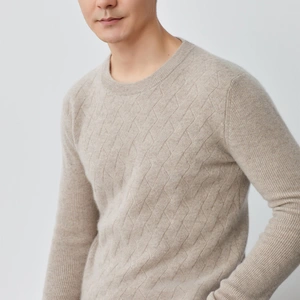 Crew Neck Long Sleeve Pure Cashmere Jumper Cheap Cashmere Jumper thumbnail-1
