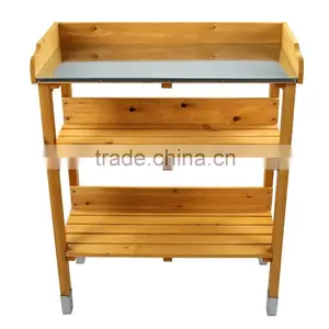 Ningbo FIr Outdoor Wooden Garden Potting Bench Nature Color thumbnail-2