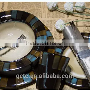 Stoneware Reactive Glaze 16 Pcs Dinnerware Set With Mosaic Design thumbnail-5