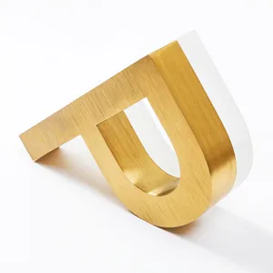 Gold Backlit Sign Store Decor Led Sign Vintage Decorative Metal Wall Letter Luminous Shop Sign thumbnail-5
