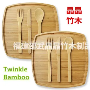 Bamboo Plate,bamboo Spoon and Knife, Fork on Sale Bamboo Cooking Tool thumbnail-1