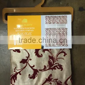 HOT SELL FAUX SILK FLOCKING KITCHEN CURTAIN LATEST NEW DESIGNS 2015 thumbnail-1