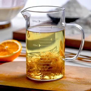 High Borosilicate Glass Cup With Handle and Bamboo Lid 350ml 500ml 1000ml thumbnail-1
