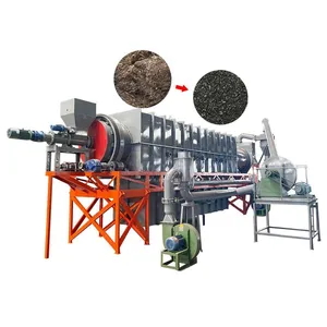 Smokeless Continuous Carbonization Rotary Furnace Rice Straw Bran Jute Stick Charcoal Powder Making Machine EPC thumbnail-1