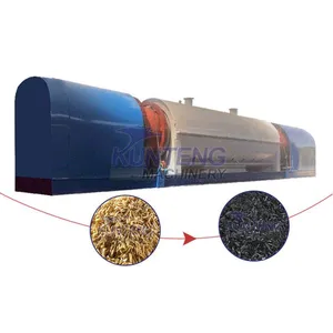 Straw Carbonization Rotary Furnace Continuous Shell Garden Waste Carbonizer Furnace Poultry Manure Organic Fertilizer Carbonizer EPC thumbnail-1