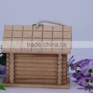 Small Unfinished Natural Wood Wooden Bird House thumbnail-3