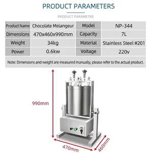 7L Stainless Steel Chocolate Refiner Machine Commercial Melangeur for Nut Butters Tahini and Cocoa Nibs Grinding System NP-344 thumbnail-4