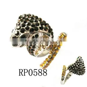 Fashion Gold Crystal Snake Animal Ring thumbnail-1