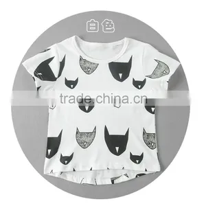 Summer New Style Kids Shirts Fashion Boys Ans Girls Round Collar Bat Printed Shirts thumbnail-2