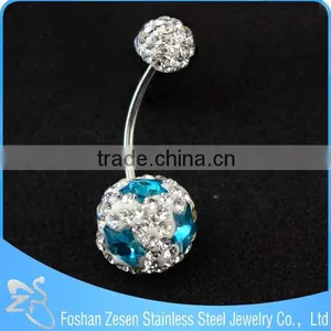 Nickel Free 316L Surgical Steel 14ga CZ Gem Paved Ferido Ball Belly Button Rings thumbnail-3