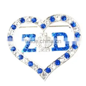 Wholesale Vnistar Zeta Phi Beta Heart Shape Crystal Brooch Girls' Fancy Pin Jewelry in Normal Size High Quality thumbnail-1