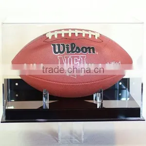 Football Display Case Wall Mount Full Size 85% UV Filtering Acrylic Memorabilia Collectible Showcase With Black Acrylic Base thumbnail-2