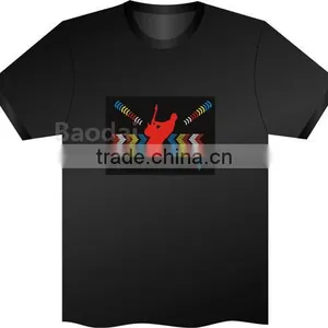 EL T-Shirt Sound Activated Flashing T Shirt Light Up Down Music Party Equalizer LED T-Shirt Interchangeable Short Black Tshirt thumbnail-5
