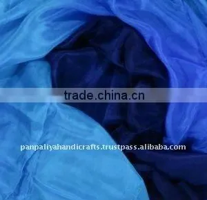 Hand-dyed Belly Dance Veils-Silk Belly Dance Veil - BLUE / TURQUOISE thumbnail-1