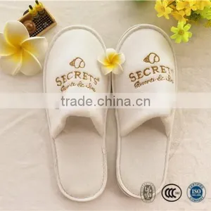 Guestroom and Home Terry Towelling Slipper Closed Toe With Gold Embroidary Printing Bathroom Slippers thumbnail-1