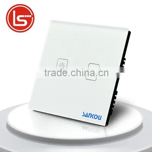 Wall Touch Switches 2Gang1Way UK Standard White Crystal Glass+LED Switch Panel AC220V/110V Free Shipping thumbnail-1