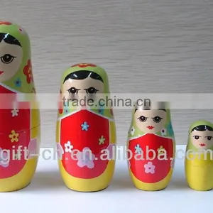 Wooden Russian Doll, 5pc Rolly/Polly Nesting Babushka Doll Set thumbnail-2