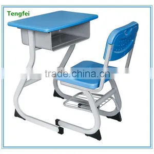 Good Design Nice Price Plastic Single School Desk and Chair School Furniture thumbnail-1