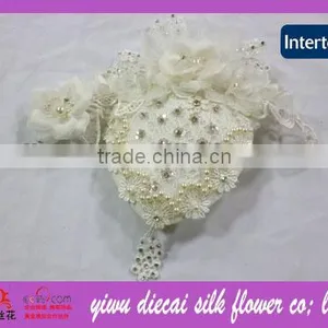 Rhinestone Fabric Flower Sinamay Base Decorated Bridal Headpiece thumbnail-1