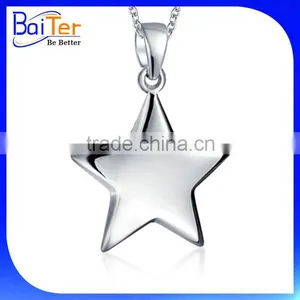 White Gold Plated Micropave Cubic Zirconia CZ 925 Sterling Silver Created Diamond Star Pendant thumbnail-3
