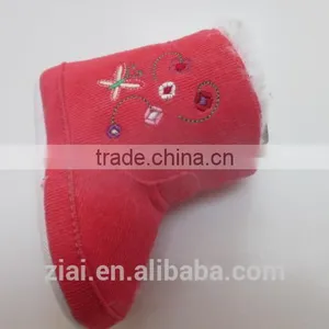 Wholesale Soft Dot Sole Cordury Baby Fabric Shoes Breathable Winter Fur Baby Girl Boots thumbnail-2