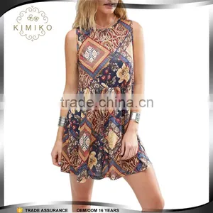 New Look Modern Customized Design Smock Dress With Print Clothing Women thumbnail-1
