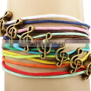 2016 Colourful Multilayer Rope Bracelet With Antique Bronze Bear Charms thumbnail-2