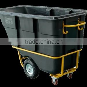 Rotomolding Plastic Tilt Truck With Handrail and Four Wheels Transit Cart thumbnail-1