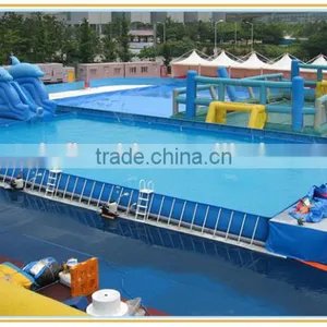 Commercial Grade Rectangular Metal Frame Swimming Pool With Inflatable Water Slides, Inflatable Deep Swimming Pool thumbnail-1