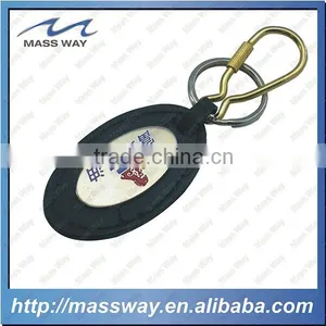 Customized Oval Shape Custom Metal Leather Key Ring thumbnail-1
