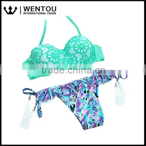 Wentou Ladies Sexy Print Push Up Bathing Swimsuit Bikini thumbnail-5