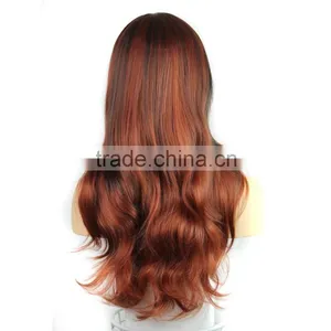 Wholesale Price Red Color Synthetic Wig Long Body Wave Style thumbnail-2