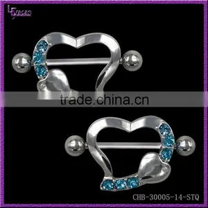 316L Pair Of Heart Shape Fake Barbell Nipple Piercing Jewelry thumbnail-2