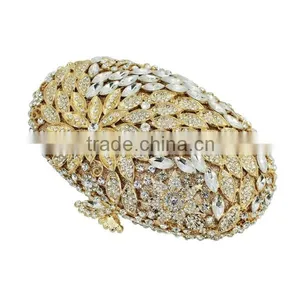 New Design Gold and Silver Oval Shape Rhinestone Evening Clutch Ladies Handbag Fashion (8732A-GS) thumbnail-6