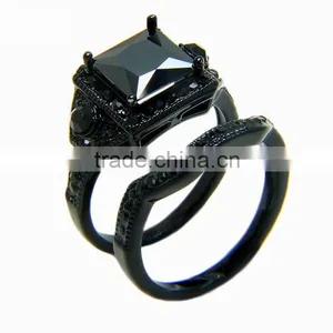 European Ring Imitation Brand Black Gold Brass Couple Combination Ring Engagement Rings thumbnail-1