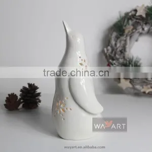 Cute Ceramic Penguin Statues With LED Light thumbnail-1