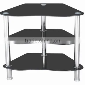 2016 NEW DESIGN LCD TV STAND CHEAPER GLASS TABLE BLACK GLASS LIVING ROOM STAND thumbnail-1