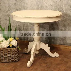 Ingrid Antique White Paint Round Table With Classic Swedish Furniture Design thumbnail-1