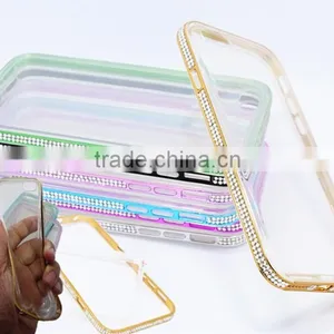 TPU Back + PC Frame Diamond Covers for Iphone6, for Iphone 6 Case Clear thumbnail-3