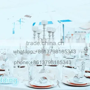NEW Beaded Crystal Ball Candelabra Centerpiece thumbnail-1