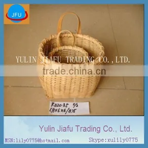 Small S/2 Decorative Hanging Stock Wood Chip Baskets With Handles thumbnail-1
