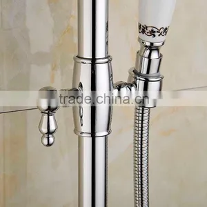 2015 New Arrival Luxury Wall Mounted Big Round Bath Hidden Shower Faucet Set With Ceramic Hand Shower & Base thumbnail-4