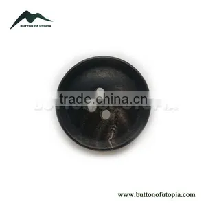 Real 4 Holes Black Natural Bufflao Horn Buttons With Round Rim for Suit, Sweater, Jacket thumbnail-1